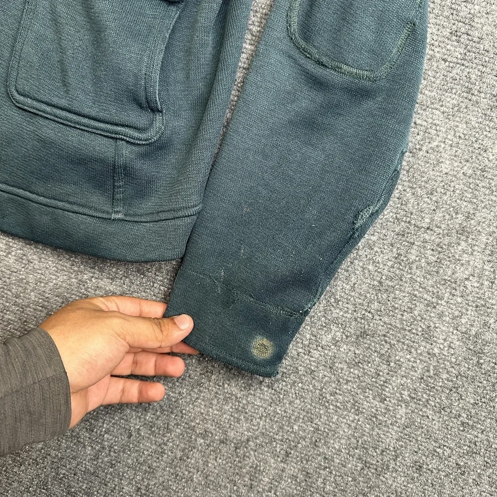 Patagonia Jacket Womens Small Green Cotton Knit Utility Field Full Zip Pockets